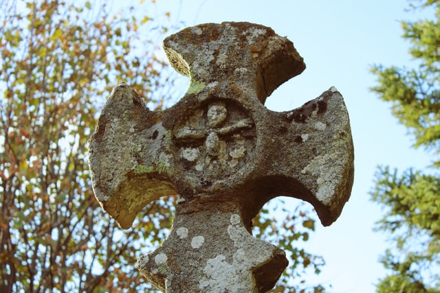 Stained Granite Headstone